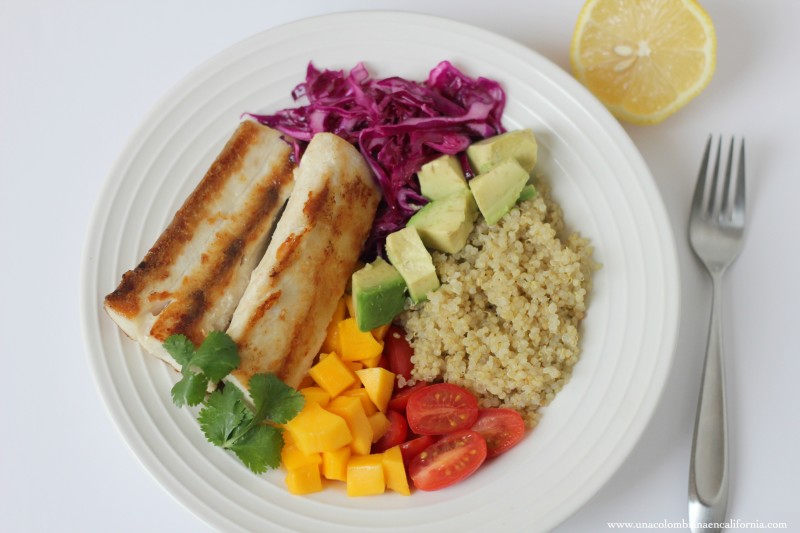 Cómo preparar quinoa Tazón de quinoa y pescado